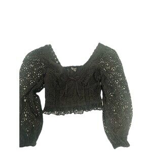 Miss Selfridge V‎ Neck Long Sleeve Top Corset Lace Coquette Baby Doll Size Small